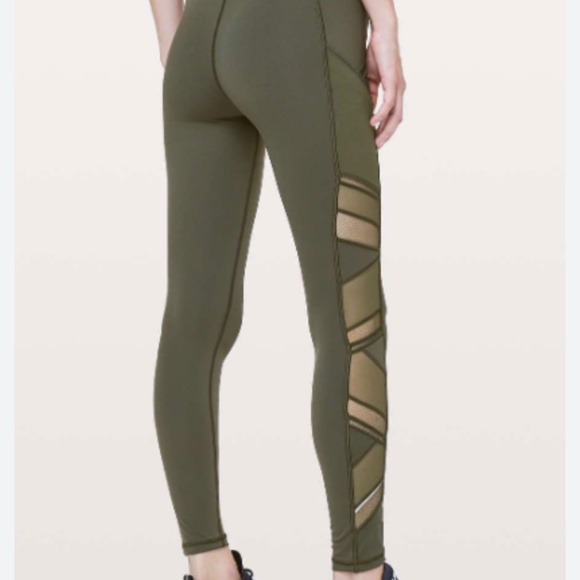 Lululemon Speed Up Tight *Mesh 28" Camo Green Size 6 - Picture 10 of 11